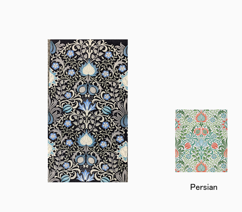 Persianの図案から再現した摺り友禅染帯